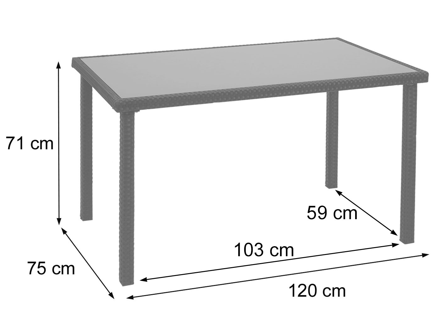 Maße Tisch HWC-G19