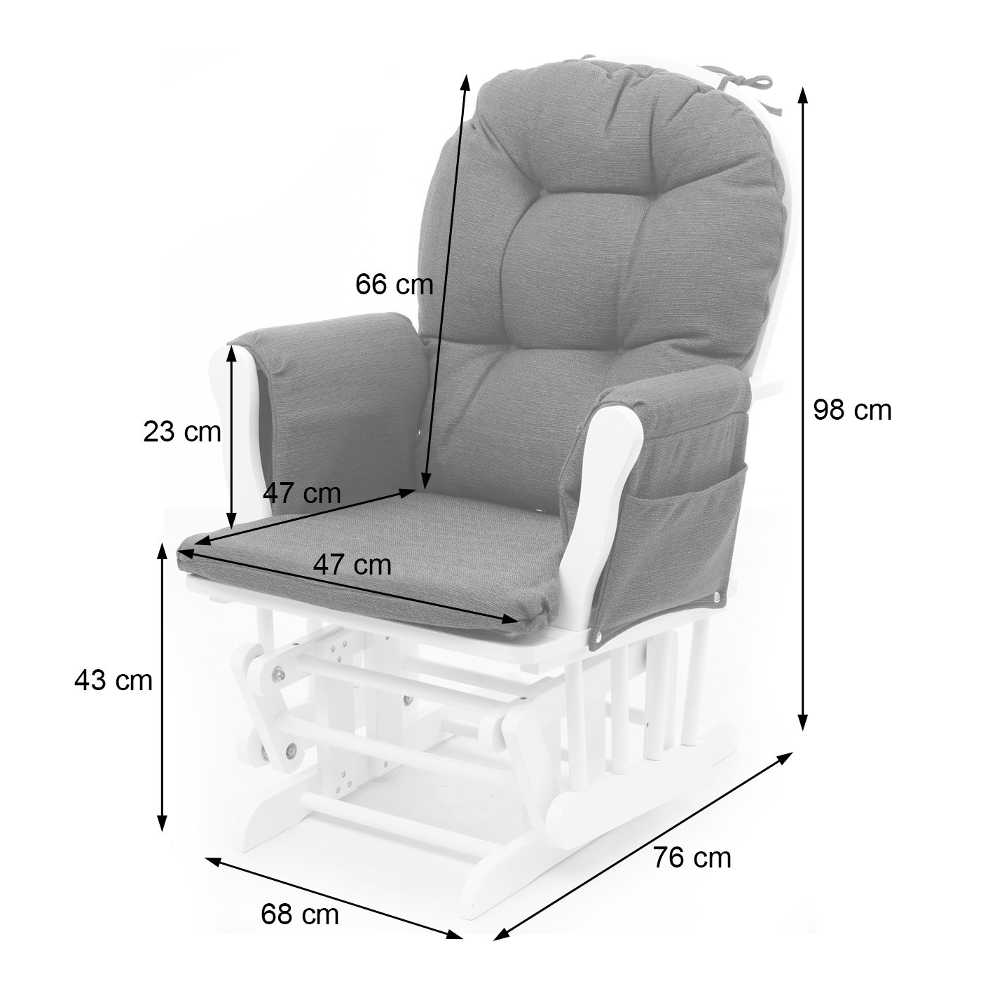 Relaxsessel HWC-C76 Bemaßungsbild Sessel