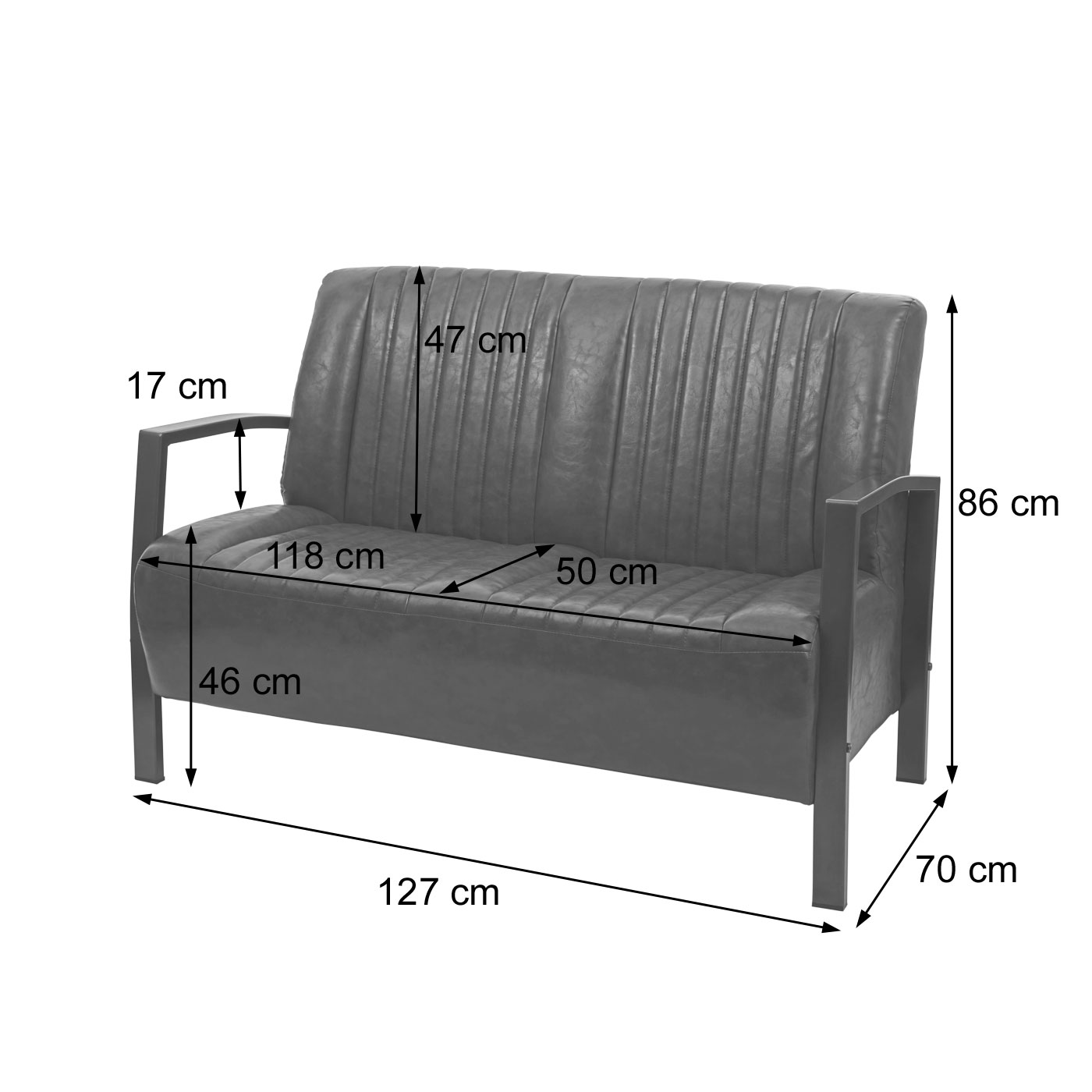 HWC-H10 Sofa Bemassungsbild