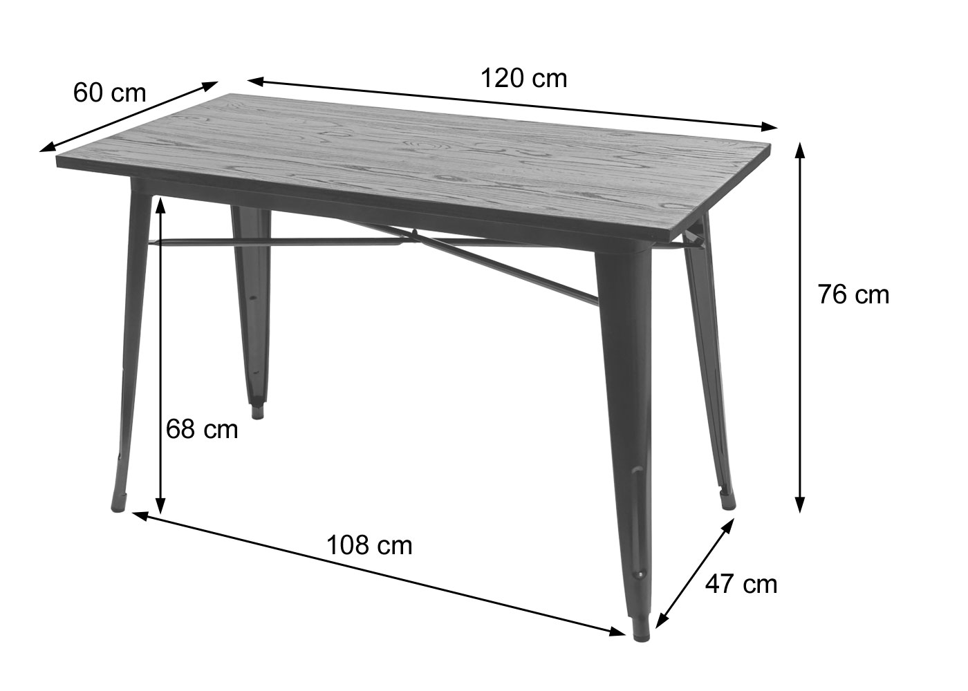 HWC-H10a Esstisch Bemassungsbild