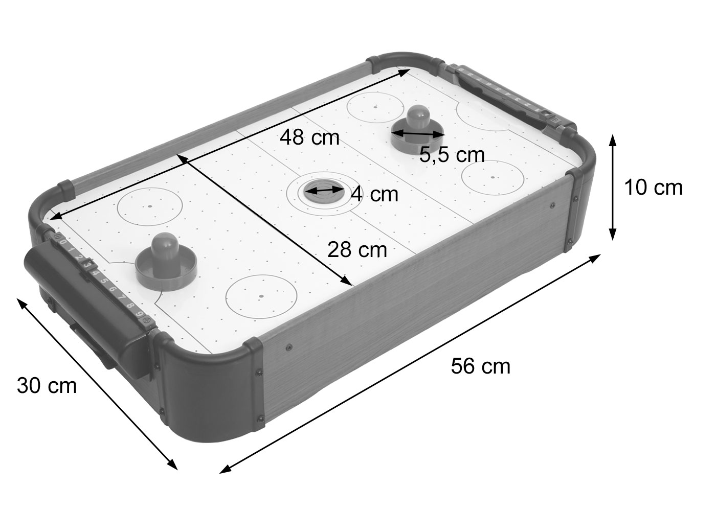 Air-Hockey HWC-J10 Bemassungsbild