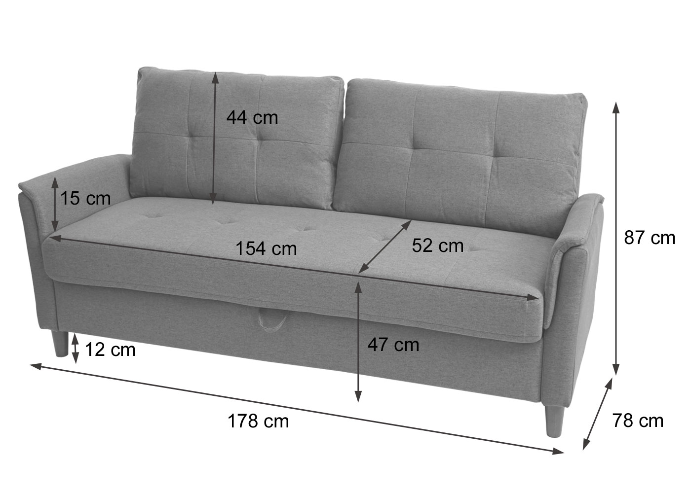 HWC-H23 3er Sofa Bemaungsbild