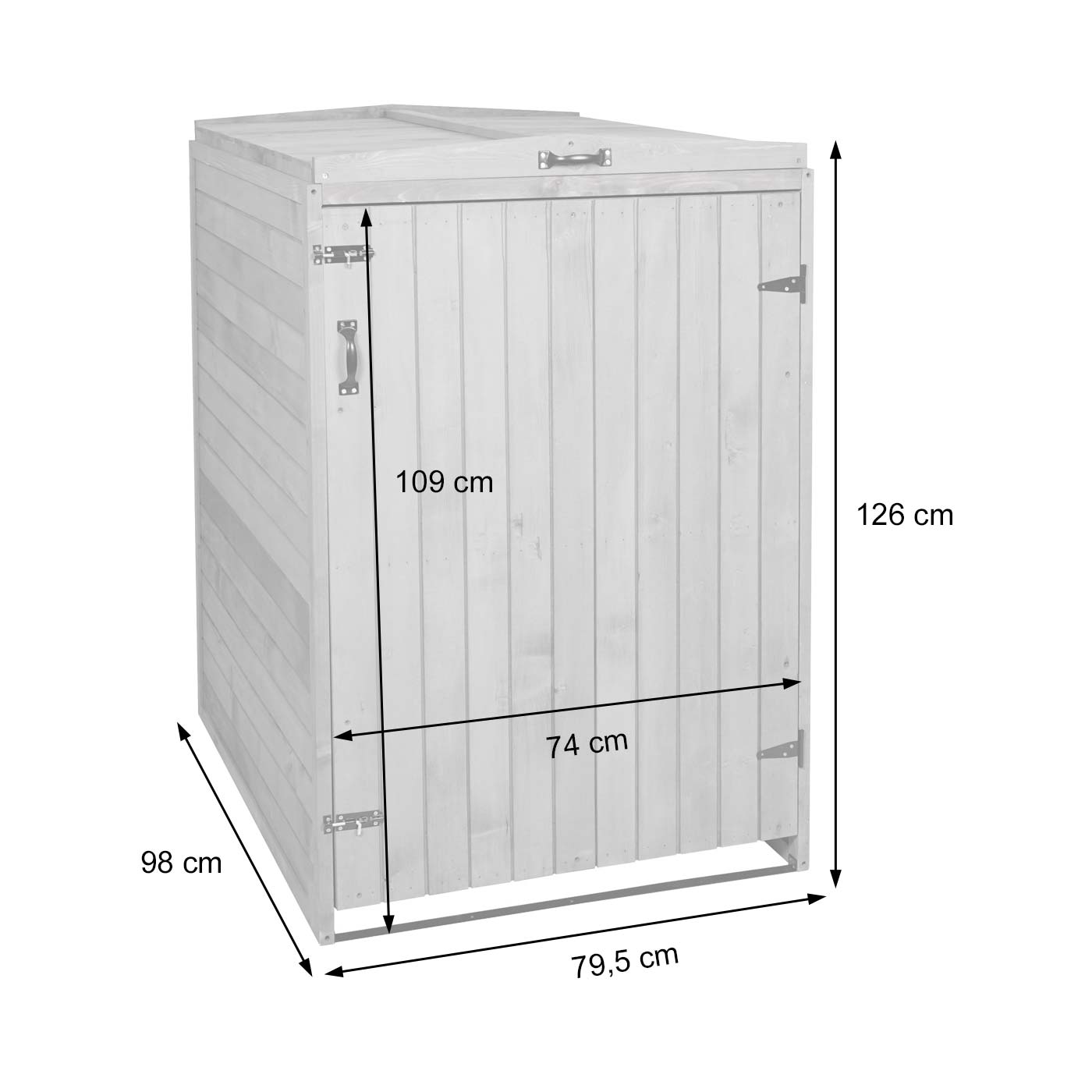 XL 2er-/2er-Mülltonnenverkleidung HWC-H74 Bemassungsbild