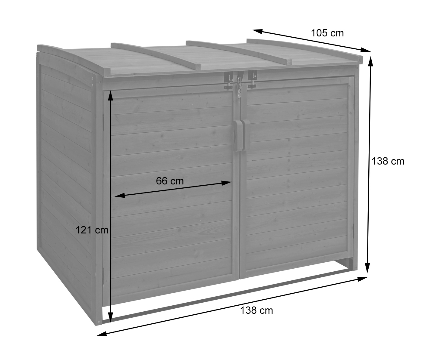 2er-/4er-Mülltonnenverkleidung HWC-H75 Bemaßungsbild