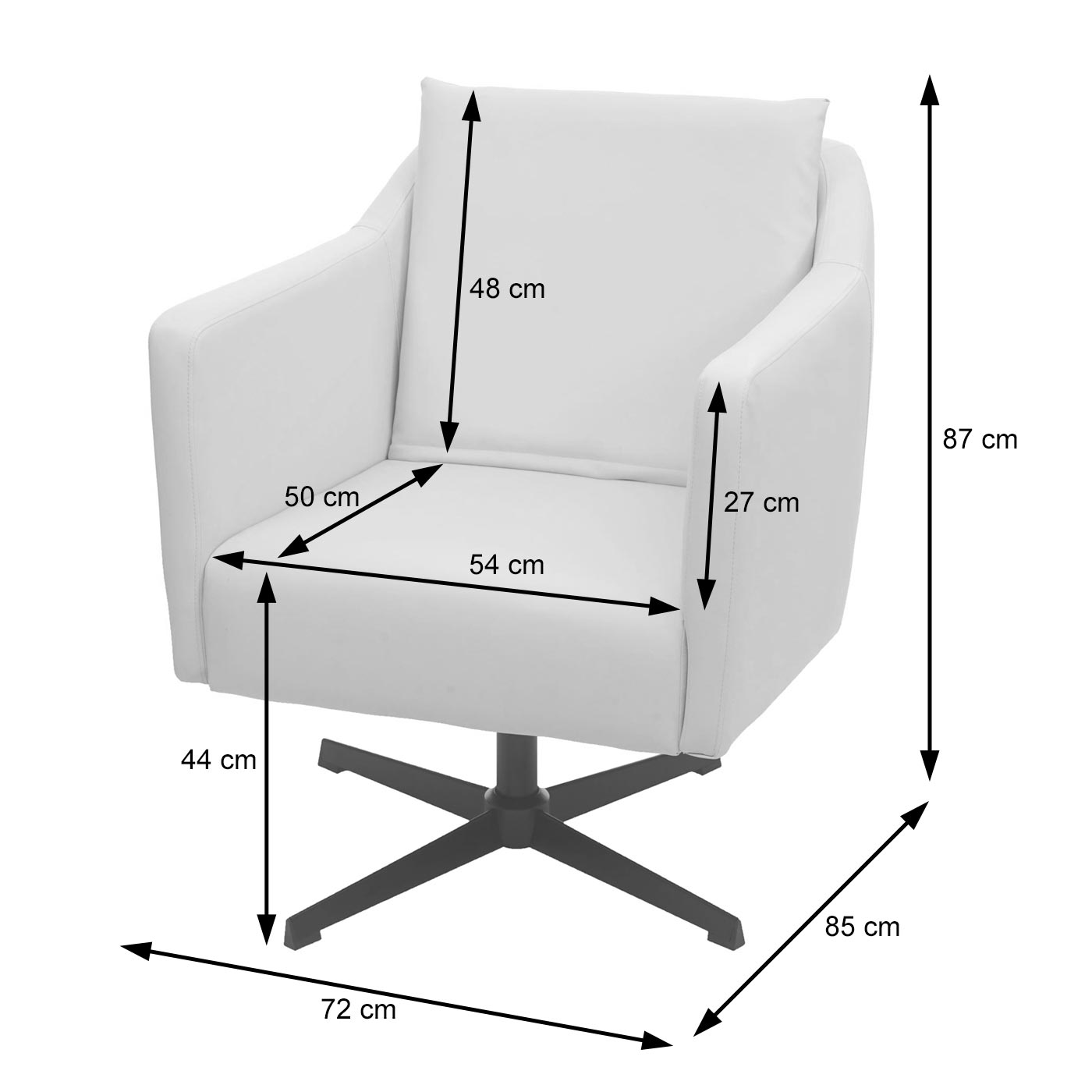 Lounge-Sessel HWC-H93b Bemaßungsbild