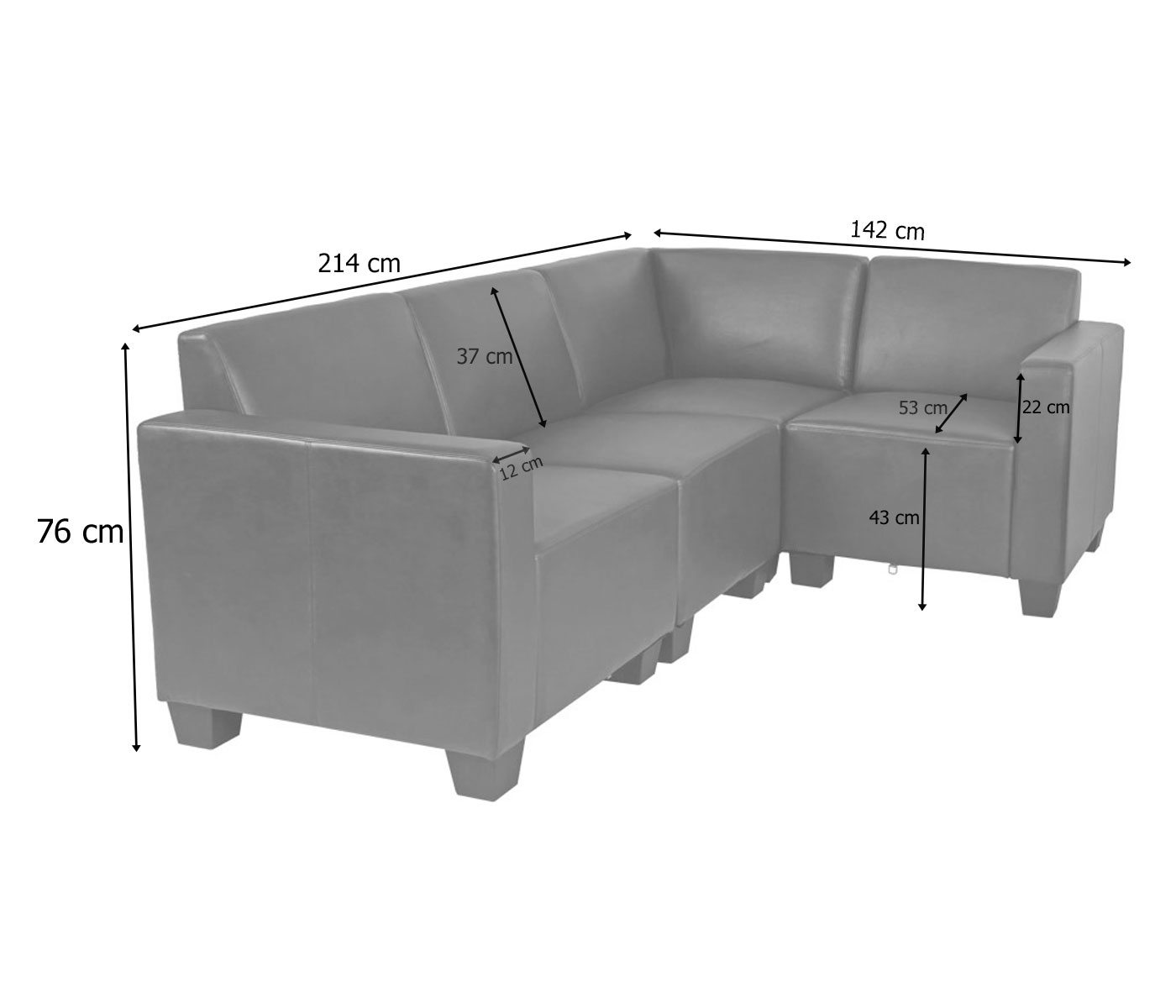 Modular Sofa-System Couch-Garnitur Lyon 4-1-1 4-Sitzer Bemaungsbild
