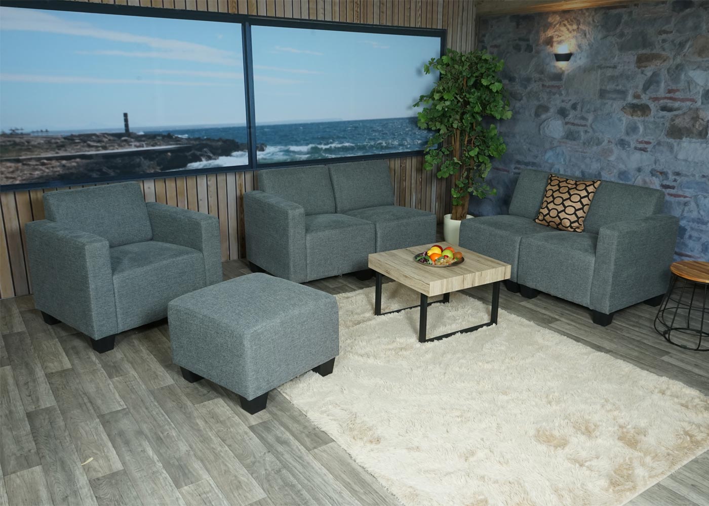Modular Sofa-System Couch-Garnitur Lyon 4-1-1 Anwendungsbeispiel