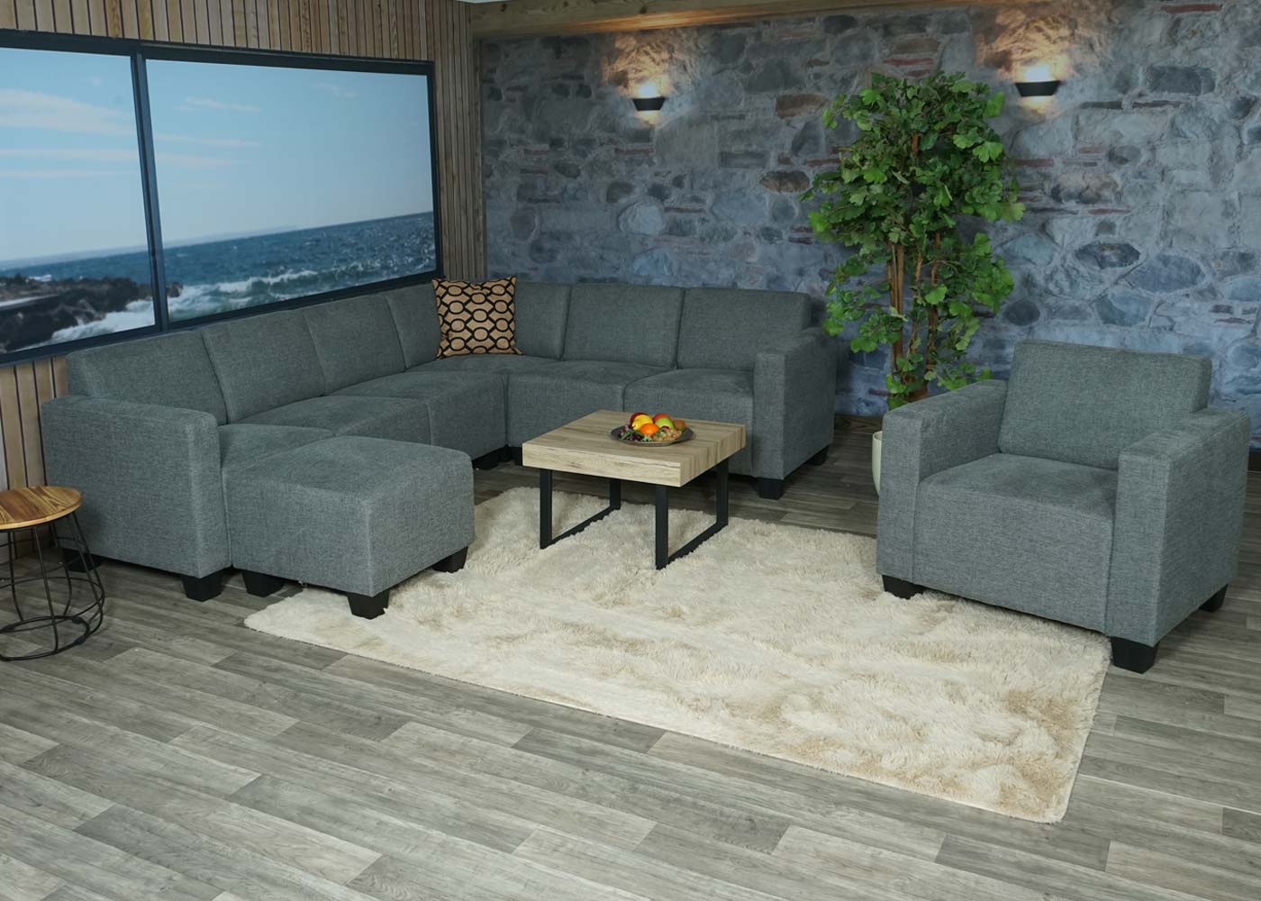 Modular Sofa-System Couch-Garnitur Lyon 6-2 Anwendungsbeispiel