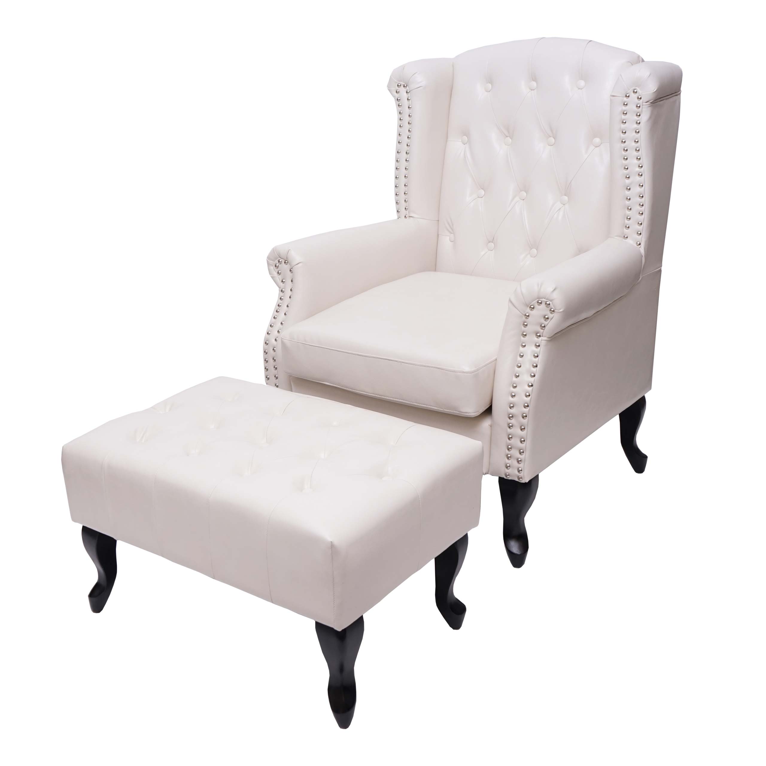 Sessel Relaxsessel Clubsessel Ohrensessel Ottomane Chesterfield Kunstleder - Bild 19 von 21