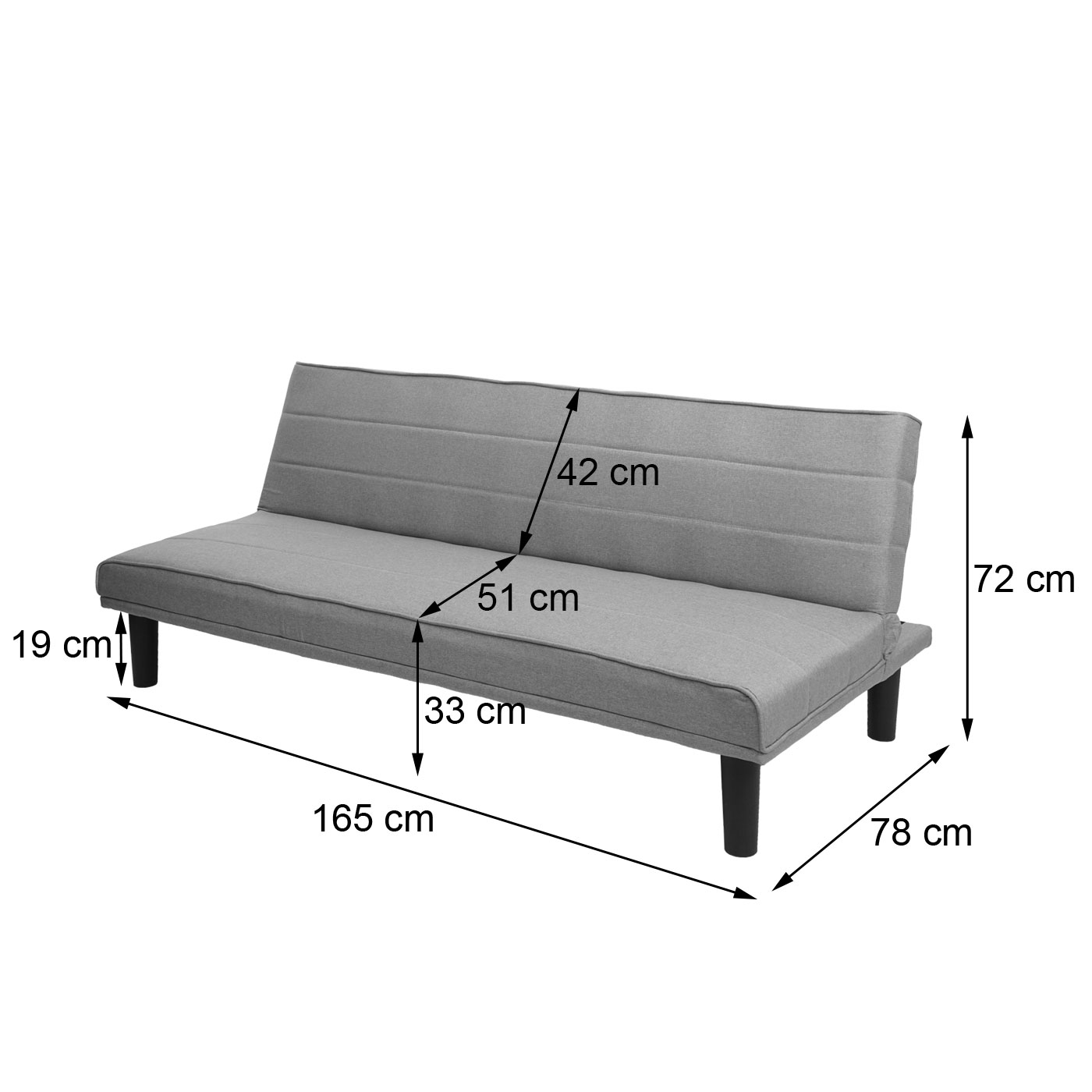 Schlafsofa HWC-J17 Bemaßungsbild
