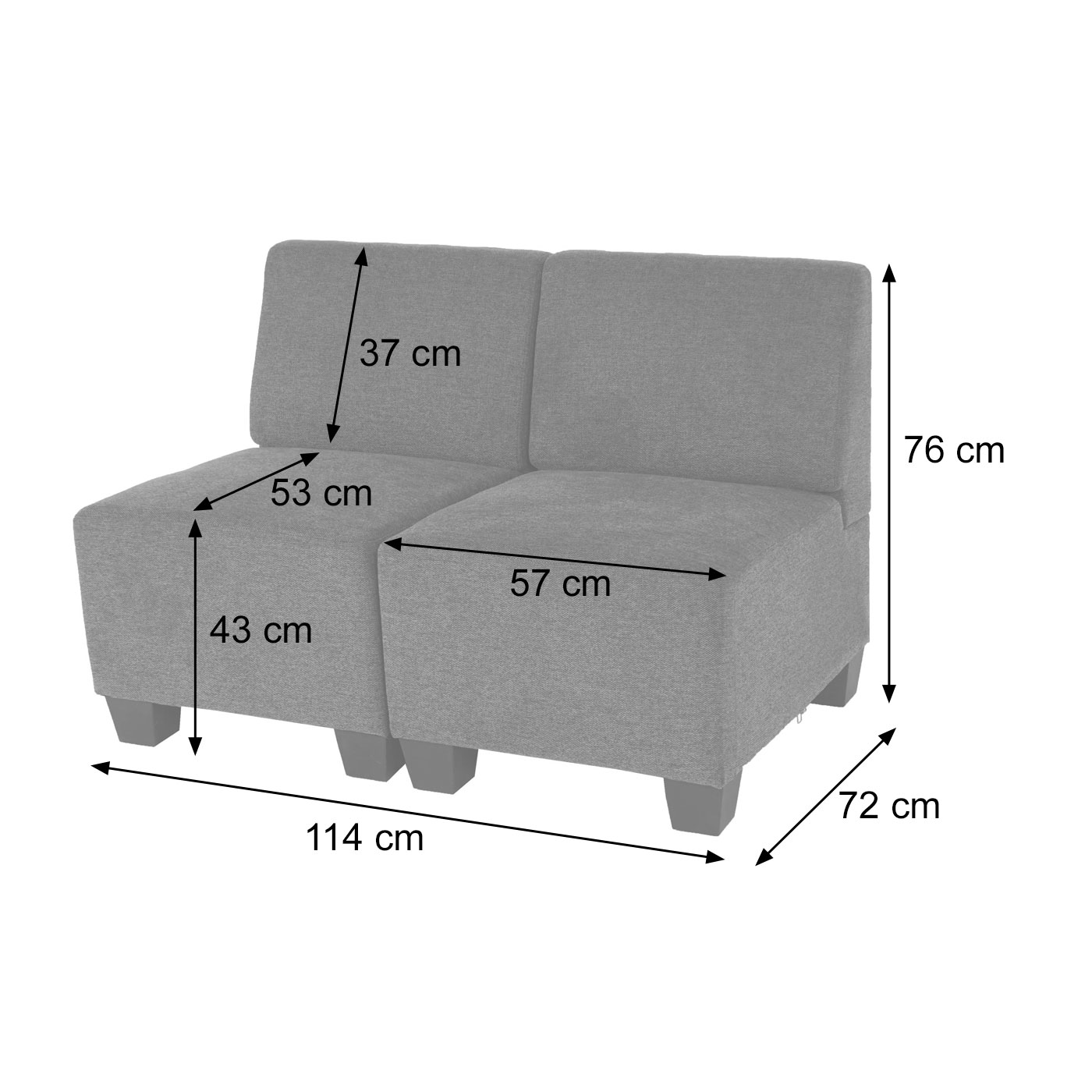 2-Sitzer Lyon Bemaßung