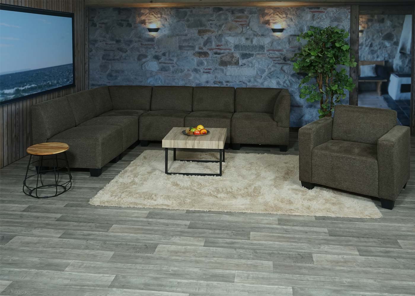 Modular 3-Sitzer Sofa Couch Lyon Anwendungsbeispiel
