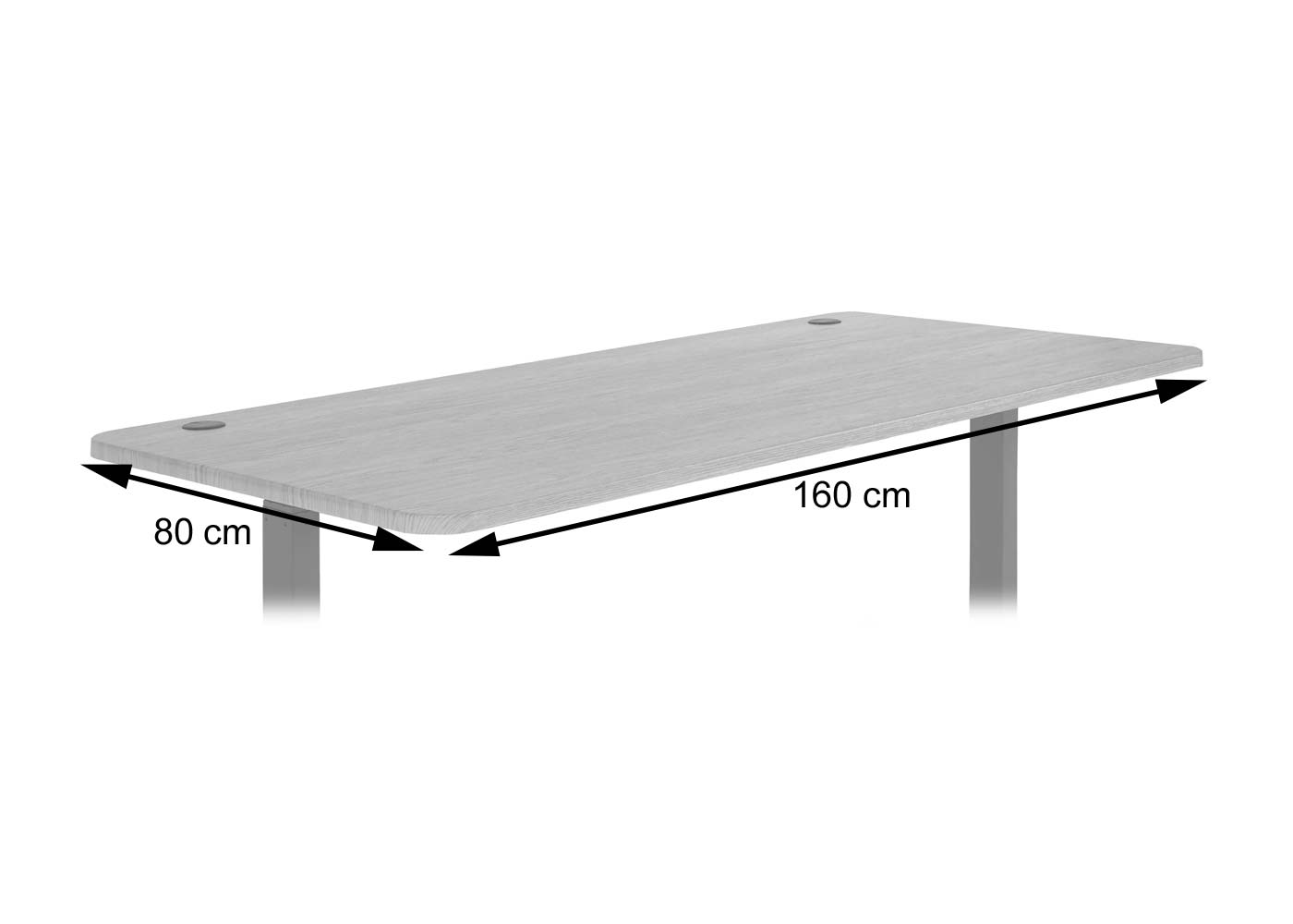 Tischplatte HWC-D40 Bemaßung