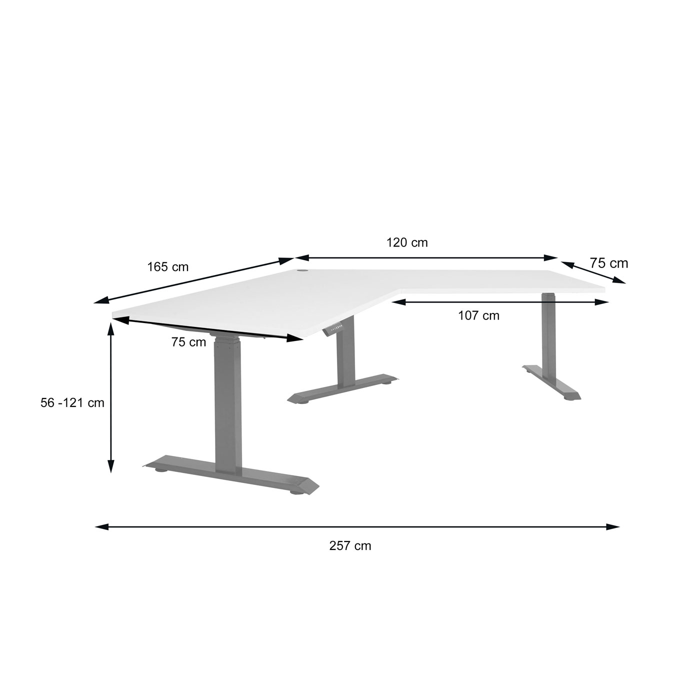 Eck-Schreibtisch HWC-D40, Computertisch, elektrisch höhenverstellbar  178x178cm 84kg ~ natur, schwarz von Heute-Wohnen