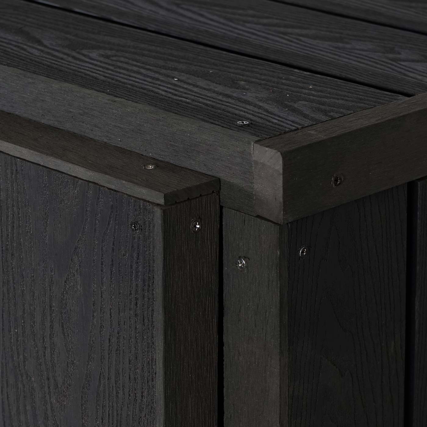 XL 1er-/2er-WPC-Mülltonnenverkleidung Erweiterung HWC-J28 Detailansicht Verarbeitung