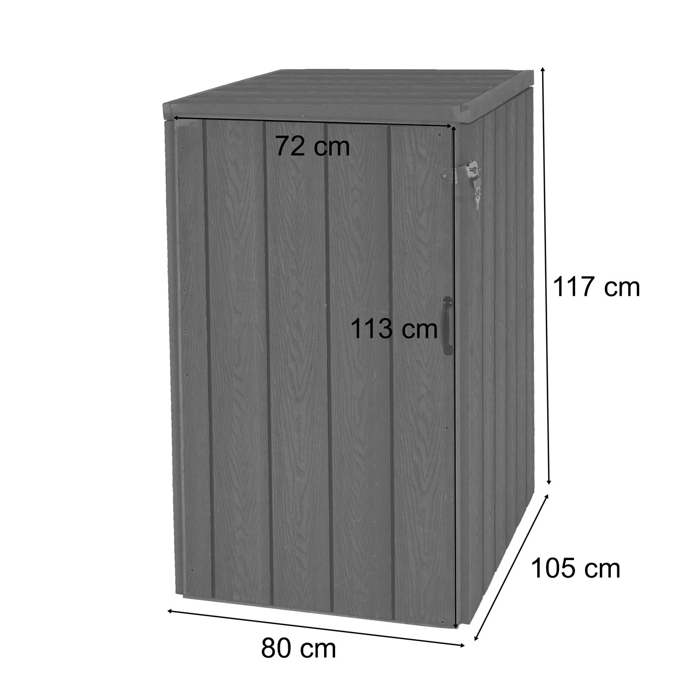 XL 1er-/2er-WPC-Mülltonnenverkleidung HWC-J28 Bemaßungsbild