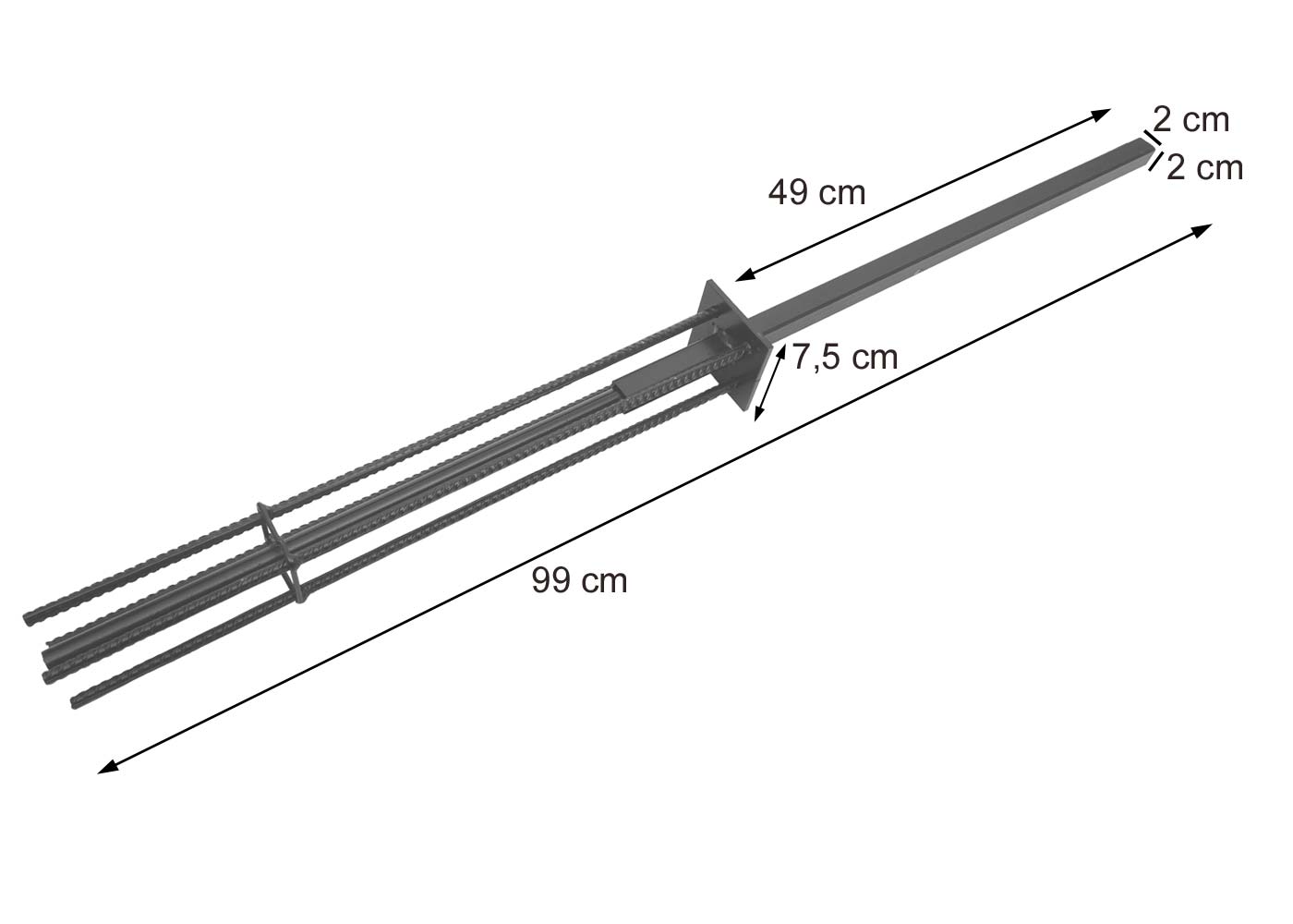 WPC-Basis mit Alu-Pfosten Detail Bodenhülse