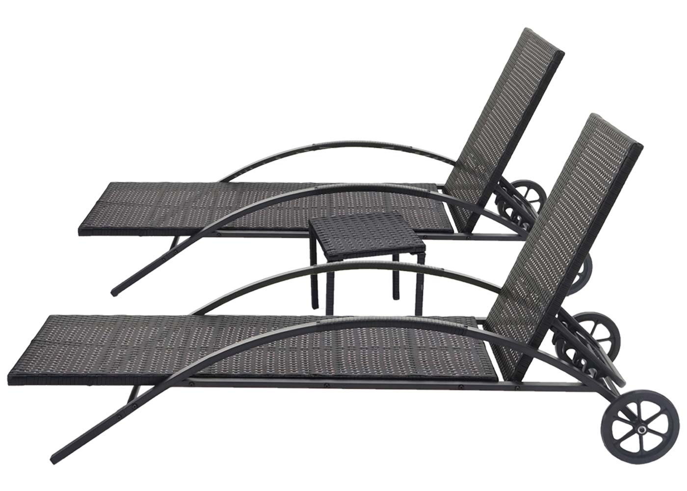 Sonnenliege HWC-E27 mit Tisch ohne Auflagen Rückenlehne hoch