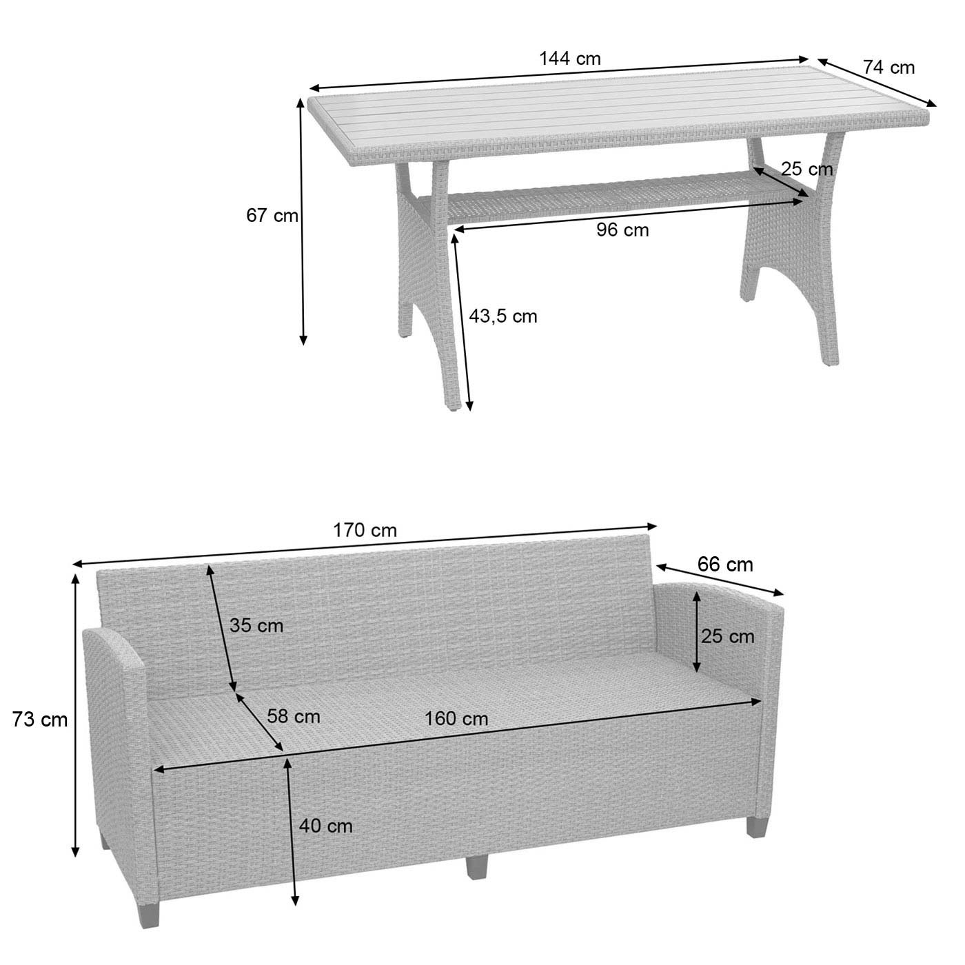 HWC-E95 Bemassung Tisch und Sofa