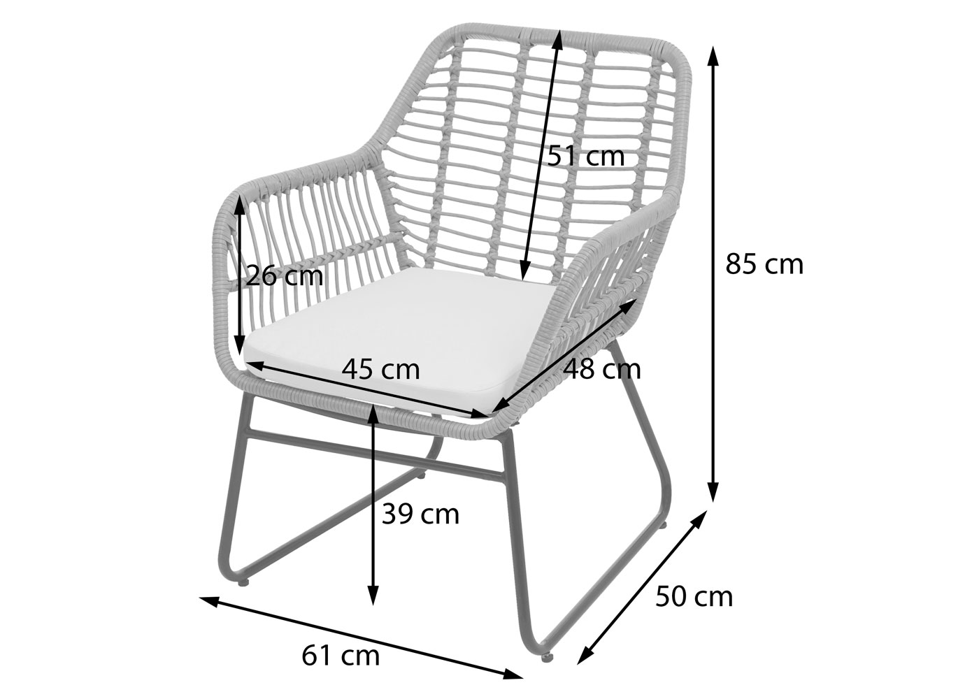 HWC-G17a Bemaßung Sessel