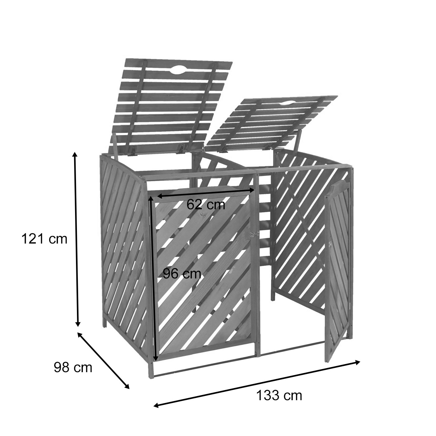 XL 2er-/4er-Mlltonnenverkleidung HWC-J44 Bemaungsbild