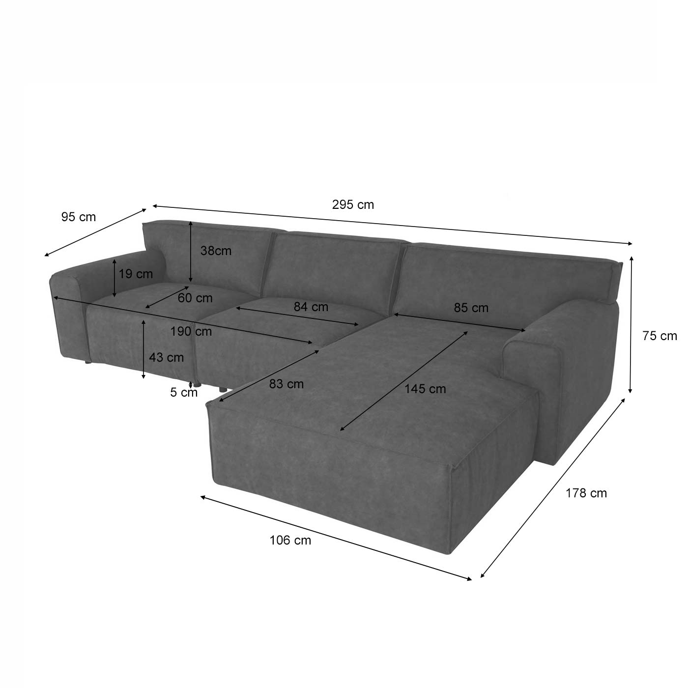 HWC-J59 Ecksofa mit Ottomane Bemaungsbild