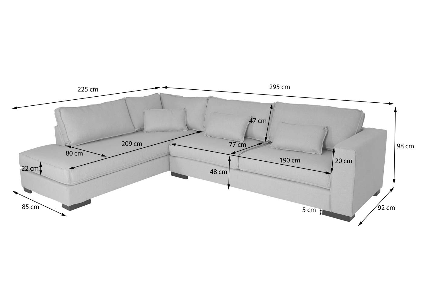 HWC-J58 Ecksofa mit Ottomane Bemaungsbild