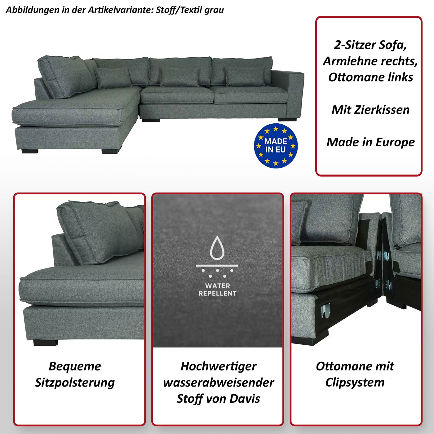 Ecksofa HWC-L58 Bulletbild