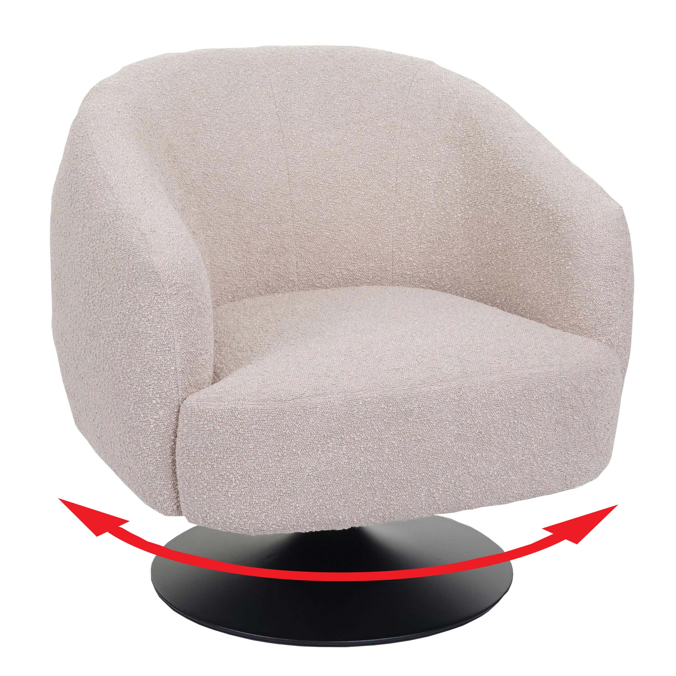 LoungeSessel HWCJ76, Cocktailsessel Sessel drehbar, Bouclé Stoff