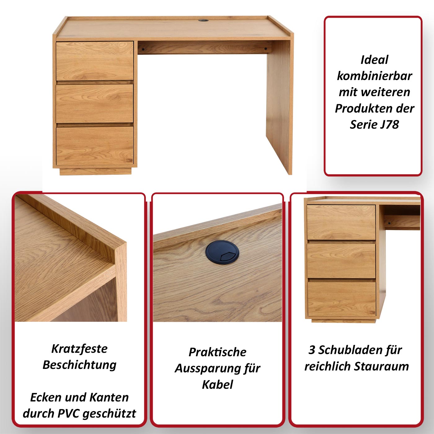 Schreibtisch HWC-J78v Funktionsbild