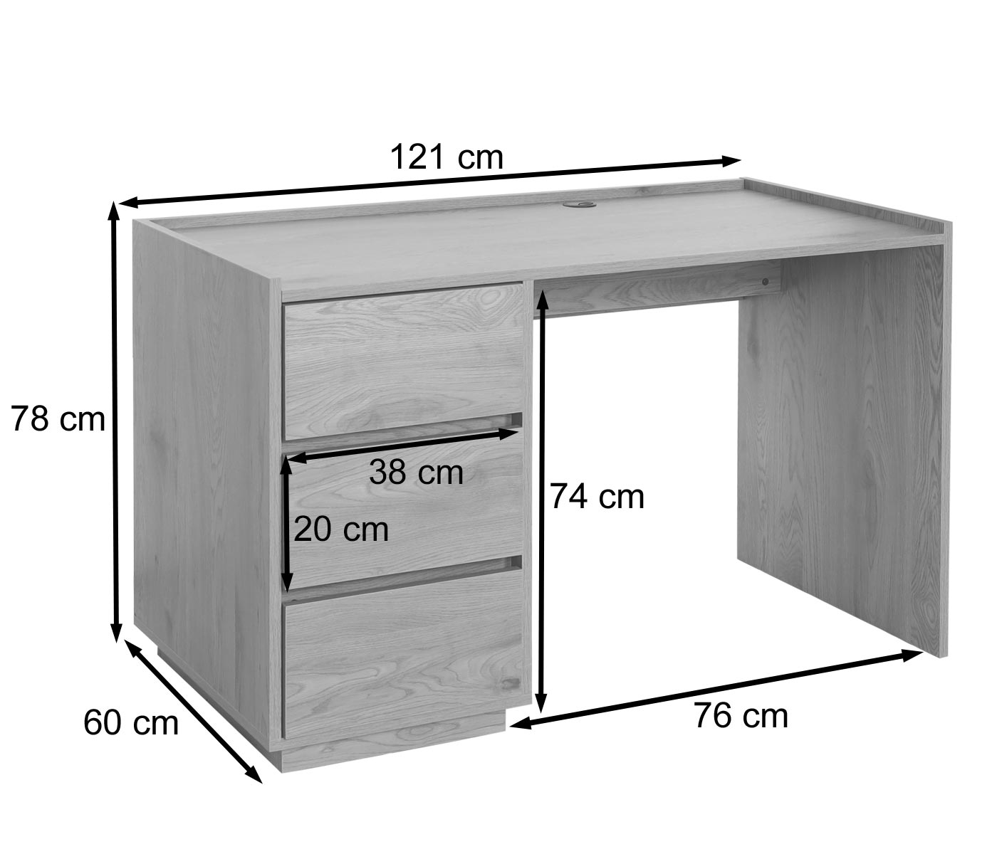 Schreibtisch HWC-J78 Bemaungsbild