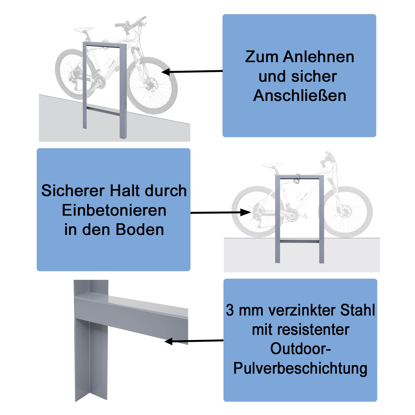 Fahrradanlehnbgel HWC-J74 Detailbeschreibung