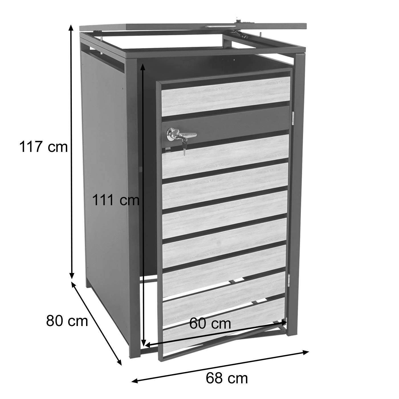 Mülltonnenverkleidung HWC-J82 Bemassungsbild