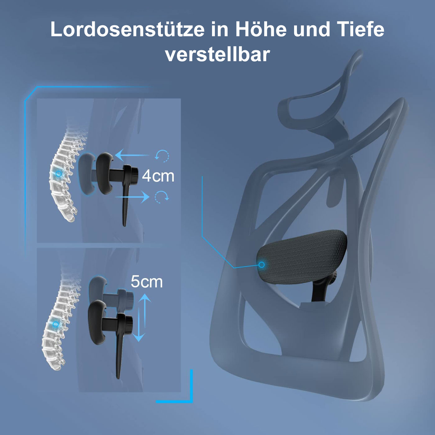 Brostuhl HWC-J86 Lordosensttzenverstellung