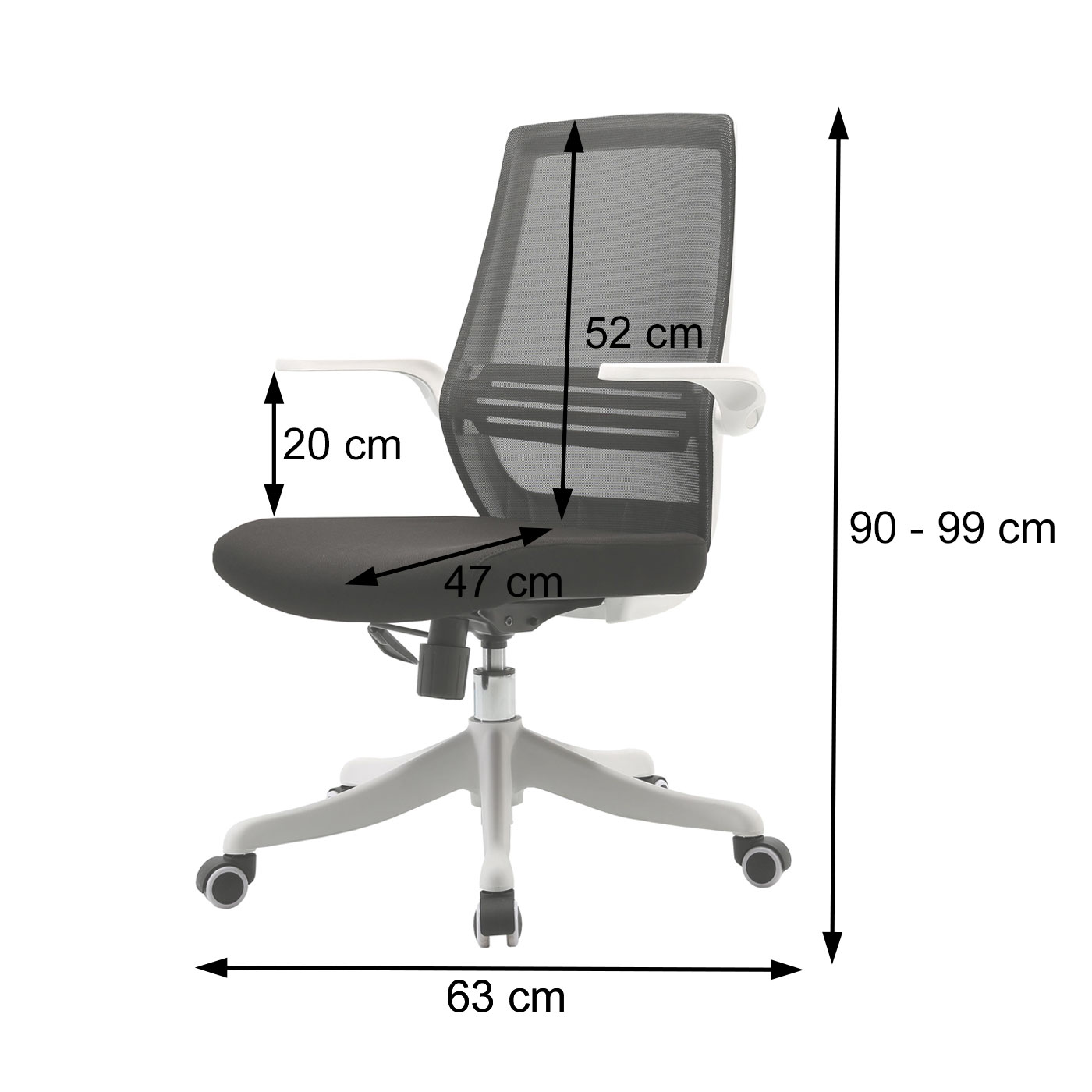 SIHOO Moderner ergonomischer Bürostuhl Bemassungsbild