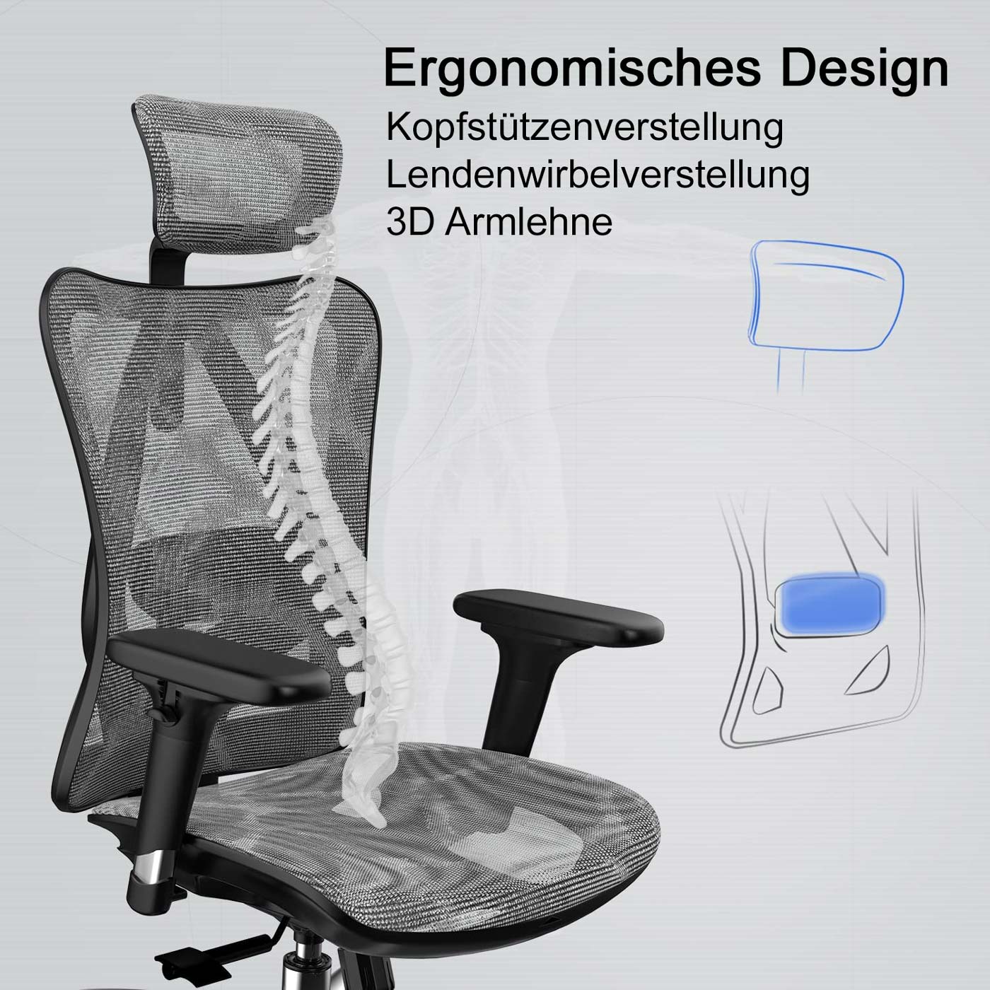 Brostuhl HWC-J87 Schreibtischstuhl Bullet-Bild ergonomisches Design