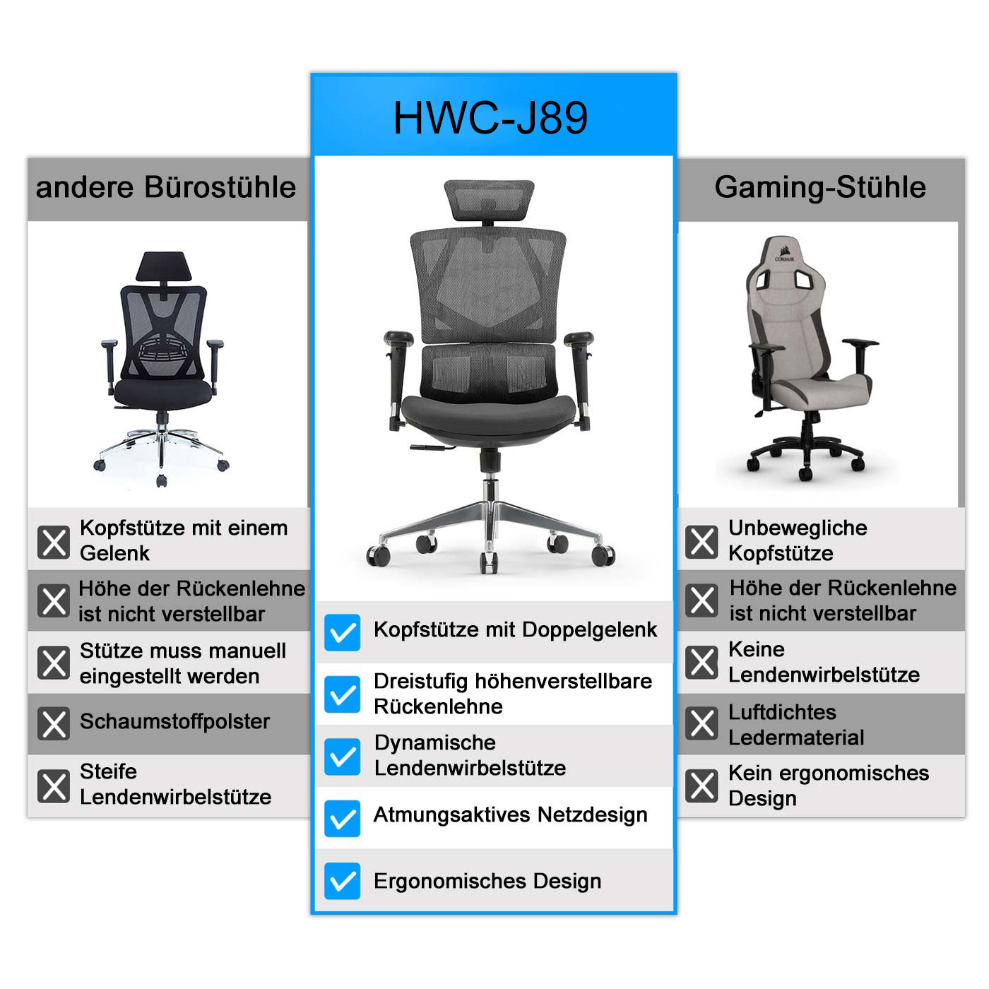 Bürostuhl HWC-J89 Vergleichsbild