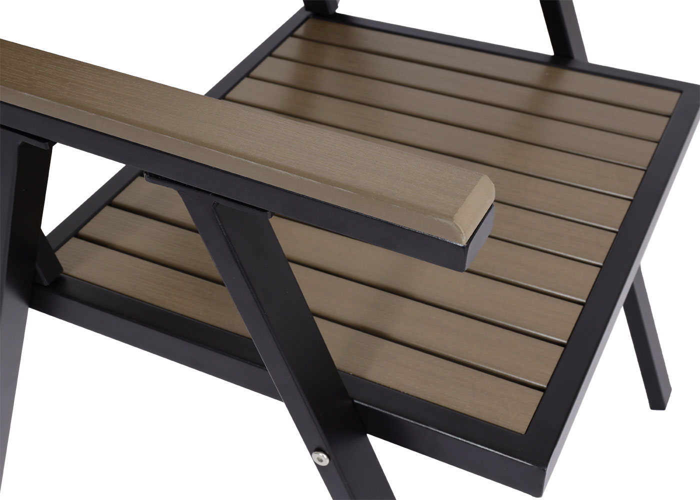 2er-set gartenstuhl+gartentisch hwc-j95, stuhl tisch, gastro  outdoor-beschichtung, alu polywood ~ schwarz, grau
