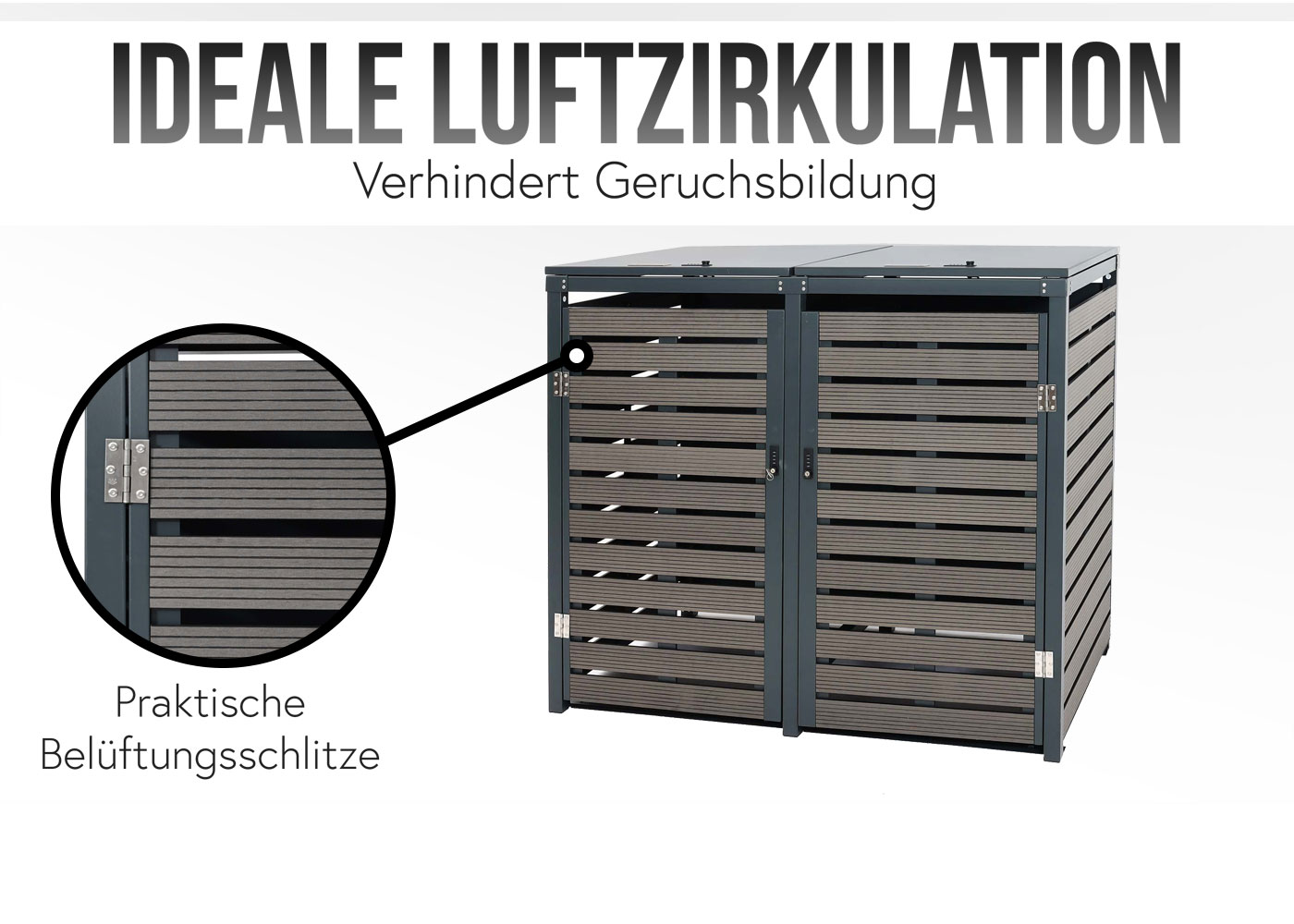 2er-/4er Mlltonnenverkleidung HWC-K14 Funktionsbild Lufzirkulation