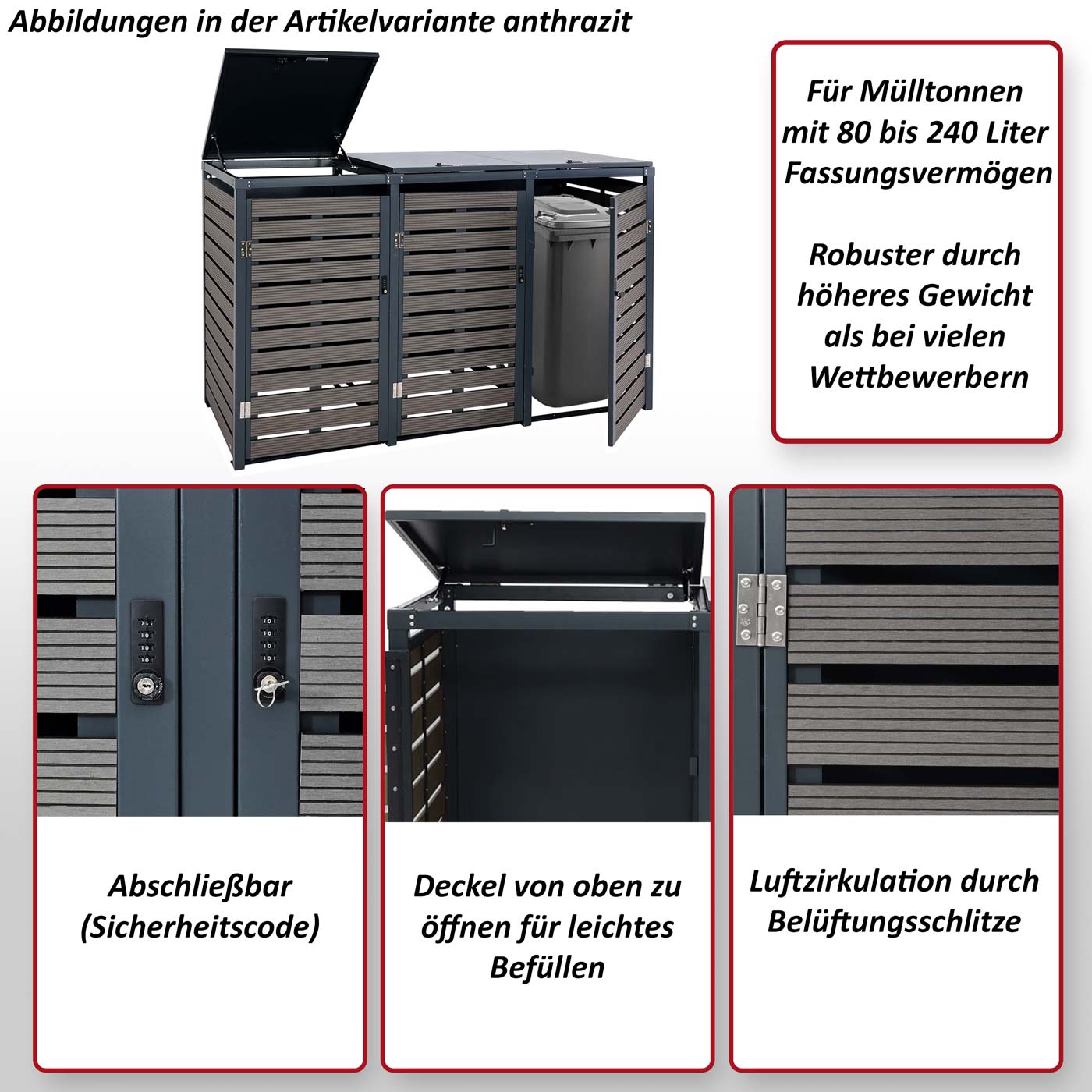 2er Mlltonnenverkleidung HWC-K14 Funktinsbild