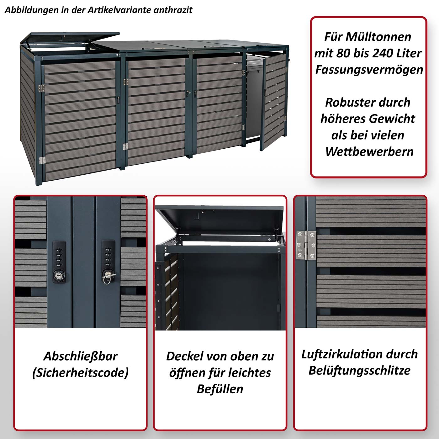 4er Mlltonnenverkleidung HWC-K14 Funktinsbild