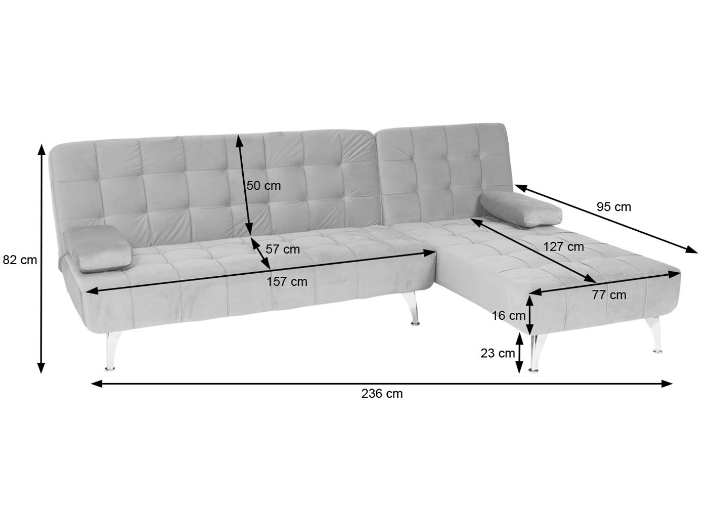 Sofa HWC-K22, Bemassung