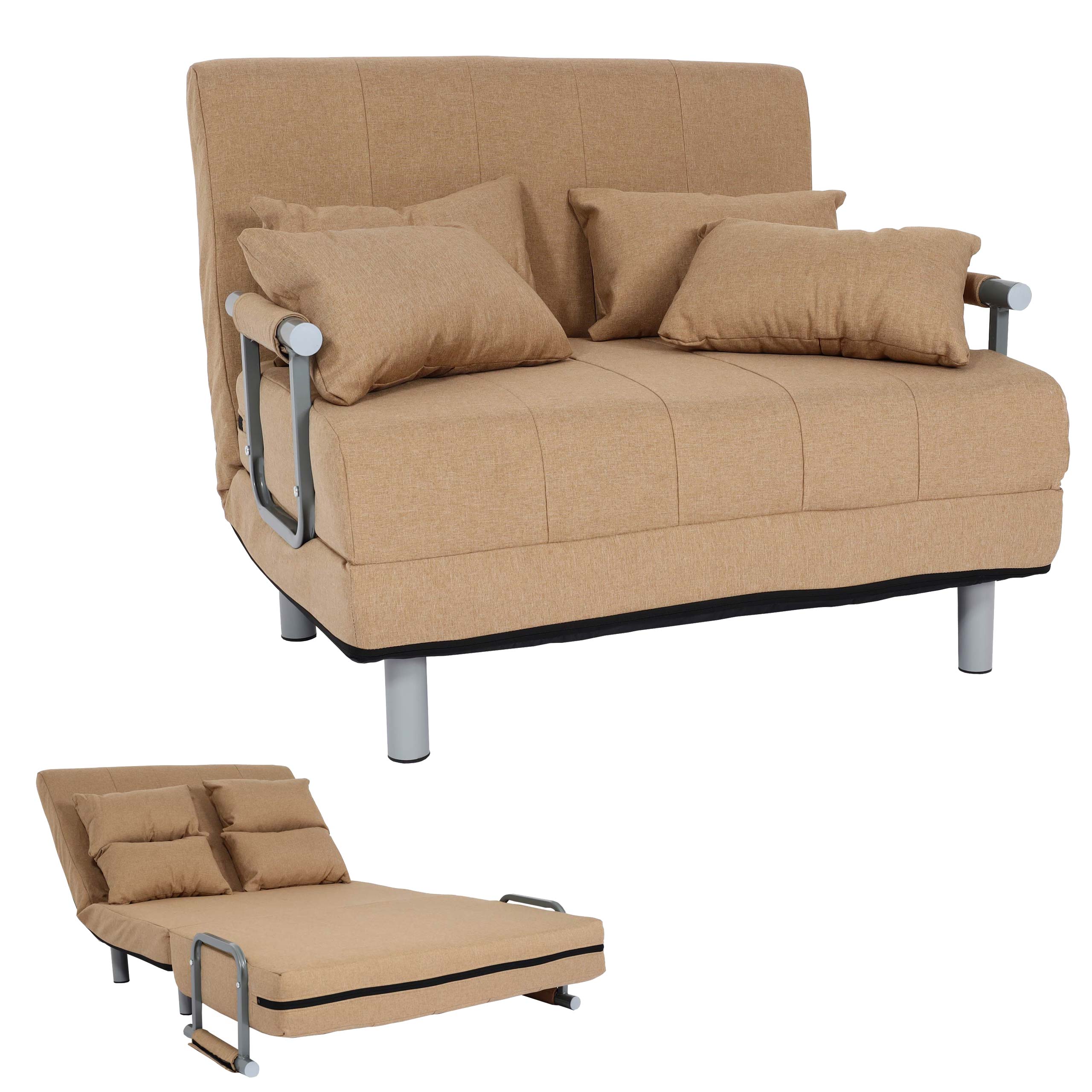 schlafsessel hwc-k29, klappsessel schlafsofa gästebett relaxsessel,  liegefläche 186x97cm ~ stoff/textil creme-beige