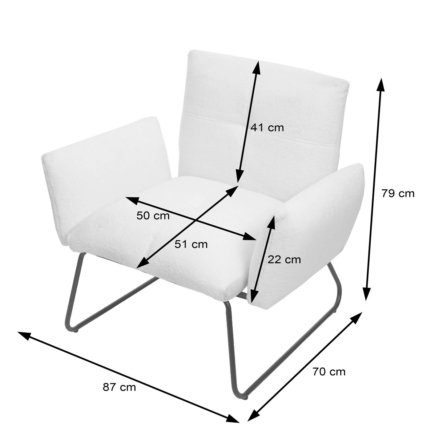 Lounge-Sessel HWC-K34 Bemaßungsbild