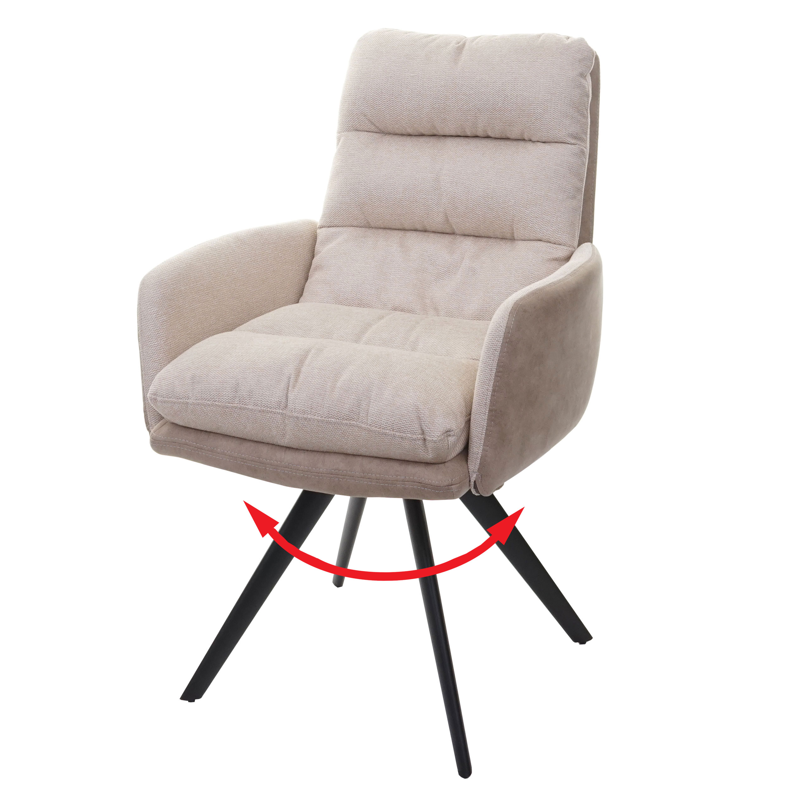 Esszimmerstuhl HWC-G66, Küchenstuhl Stuhl, drehbar Auto-Position  Stoff/Textil ~ creme, mit Armlehne von Heute-Wohnen