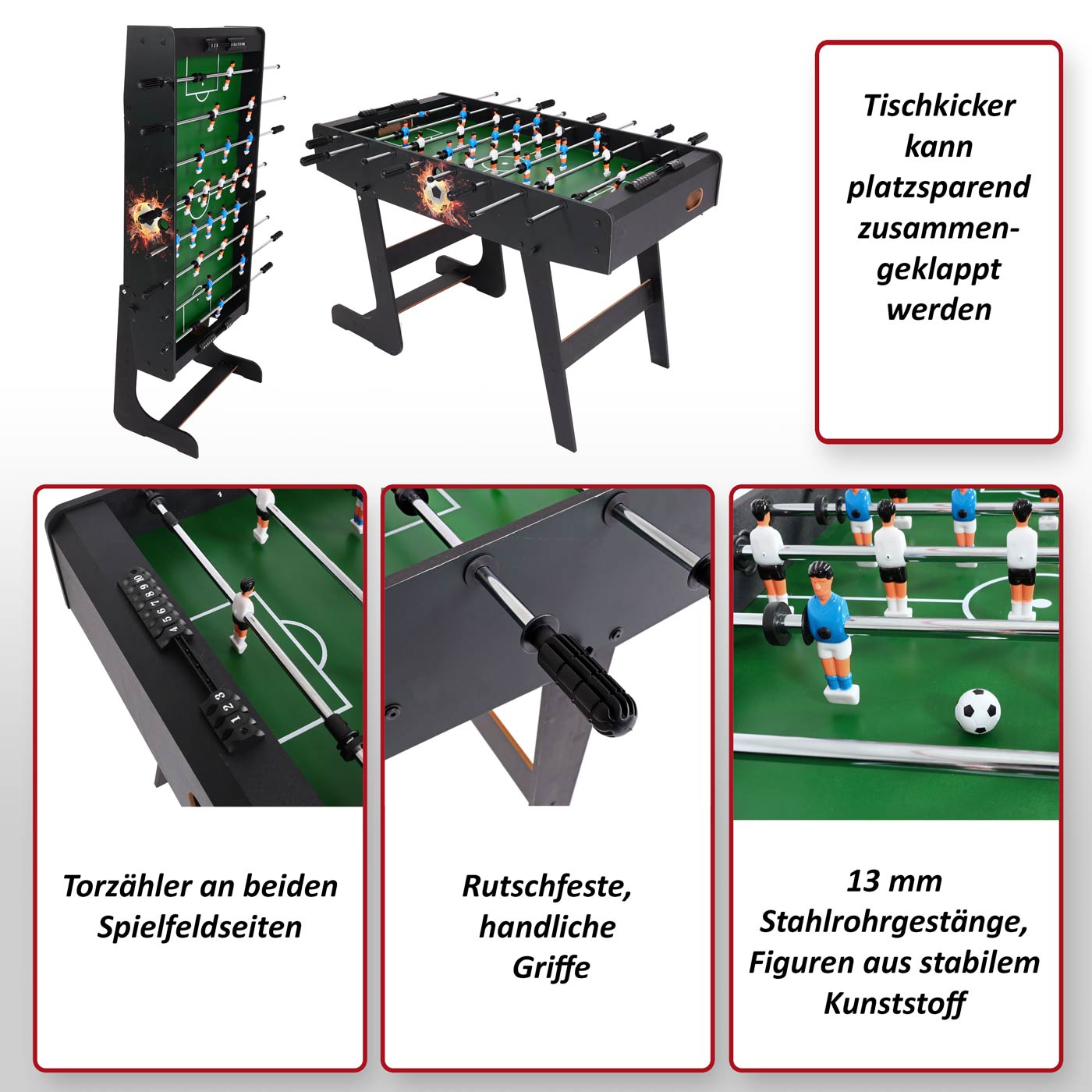 Tischkicker London, Kicker Kickertisch Tischfussball, klappbar