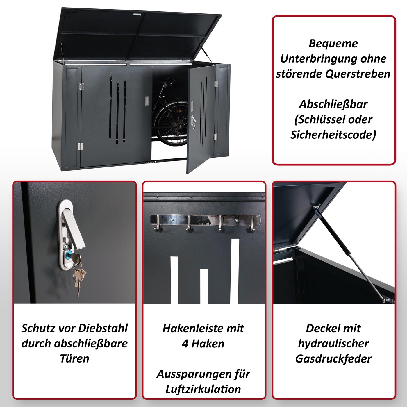 4er-Fahrradgarage HWC-K64 Funktionsbild