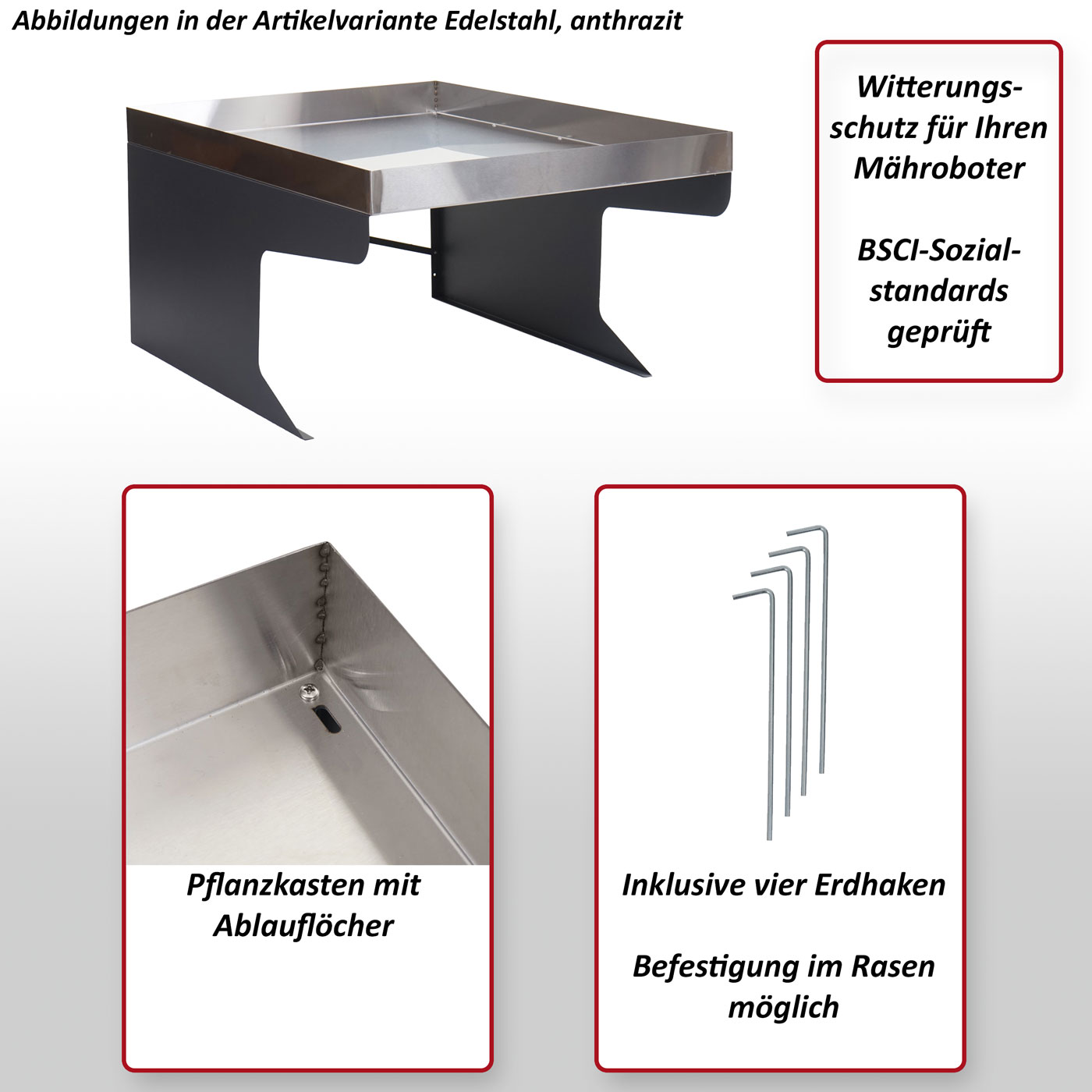 XL Mähroboter-Garage mit Deckel HWC-L45, Dach Unterstand für Rasenmäher,  WPC Metall 43x70x90cm ~ Eiche-Optik von Heute-Wohnen