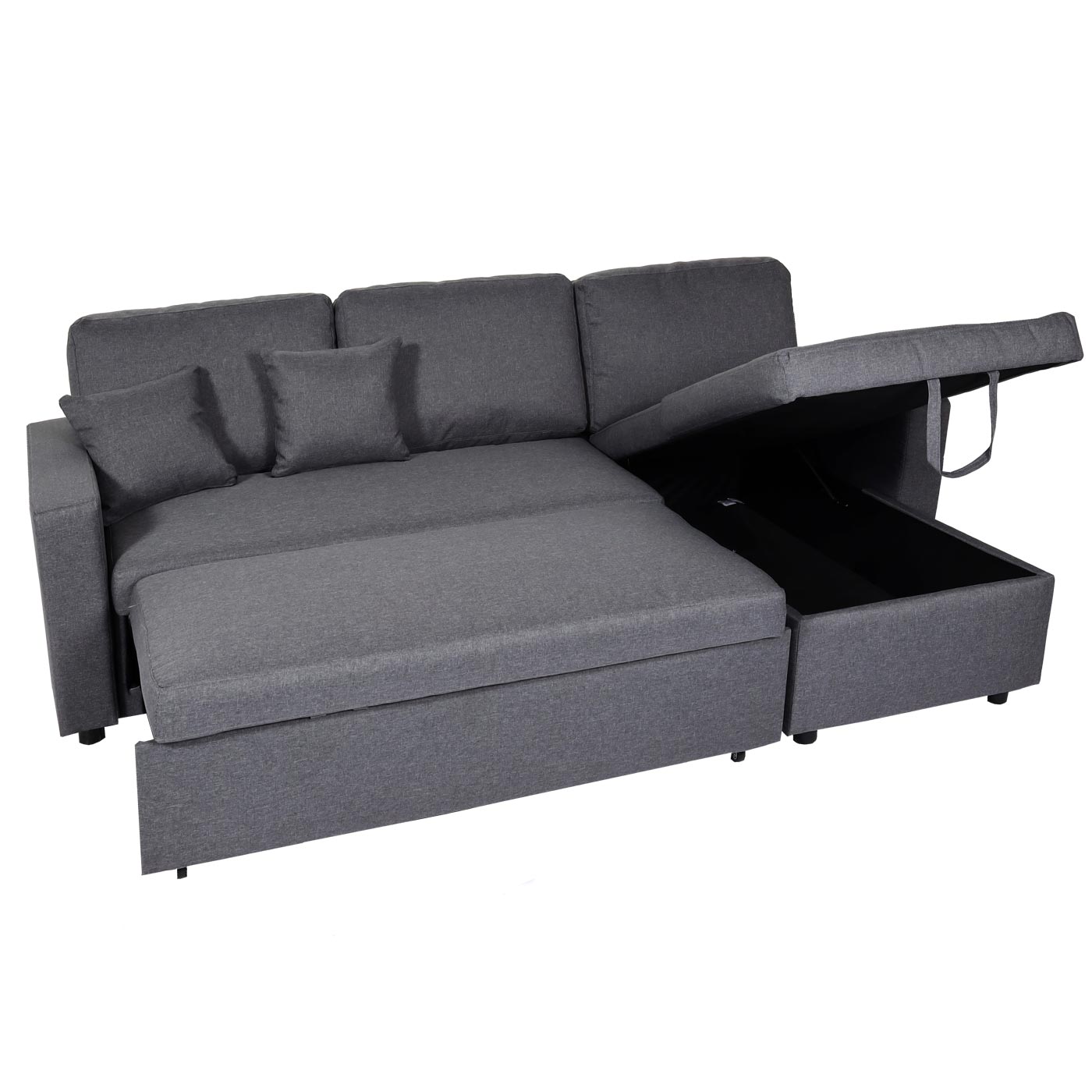 Ecksofa mit Bettkasten HWC-L17 Schlaffunktion