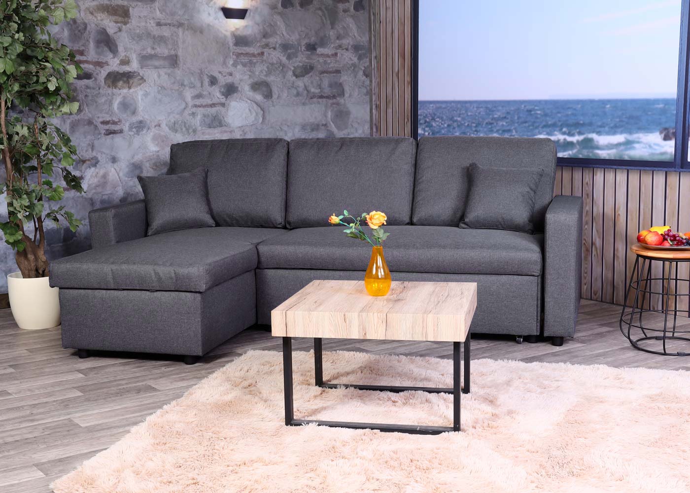 Ecksofa mit Bettkasten HWC-L17 Ambiente-Bild